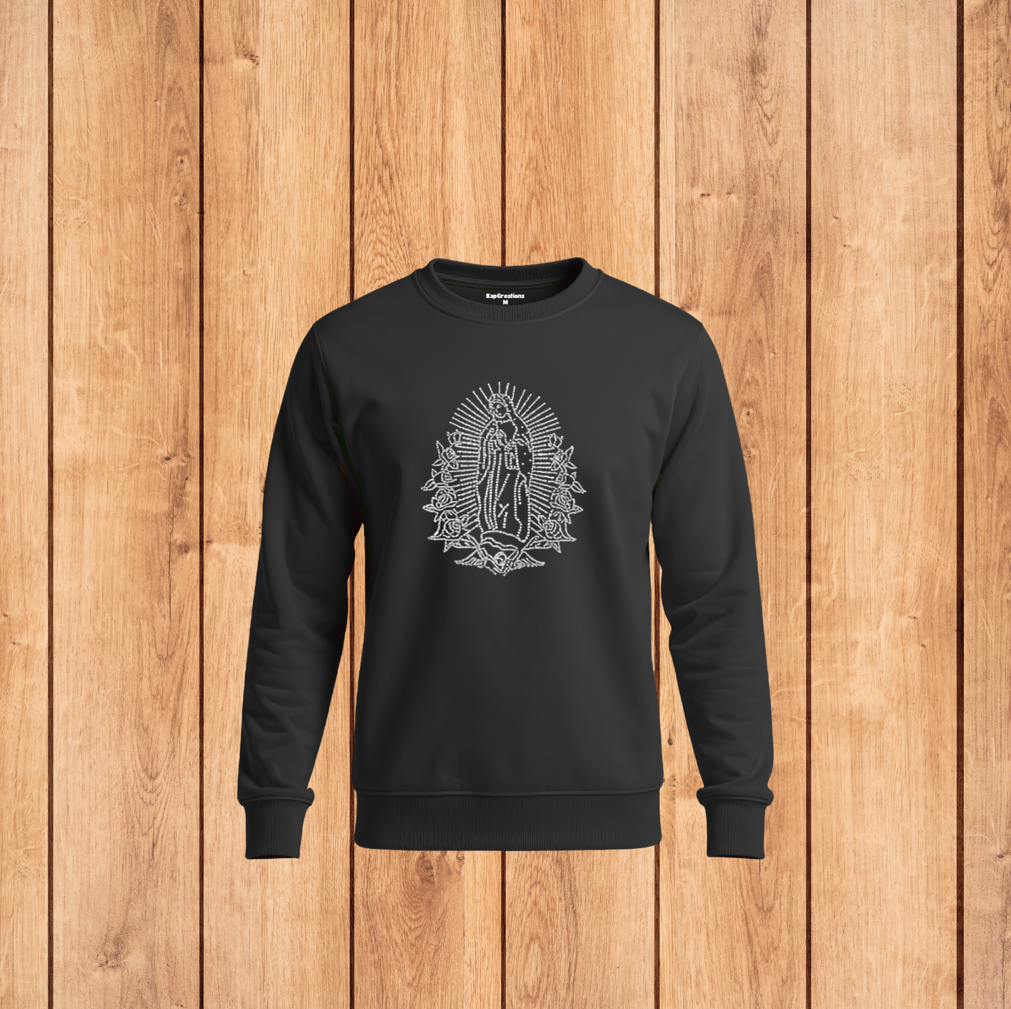 VIRGEN RHINESTONE CREWNECK SWEATER